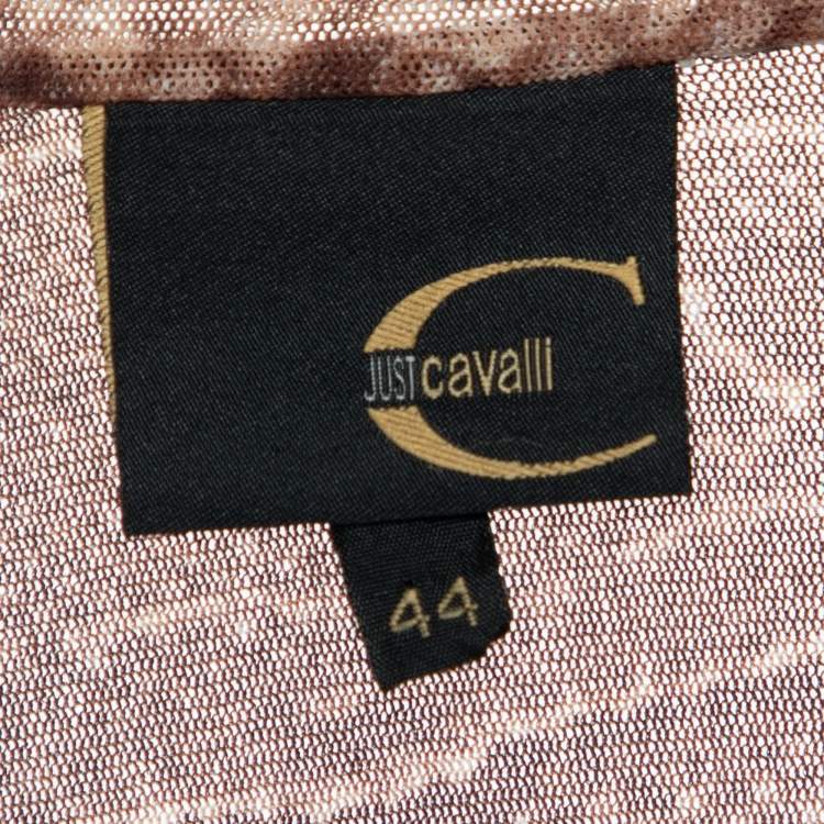 Pre Owned Just Cavalli Burgundy Animal Printed Mesh Knit Top M