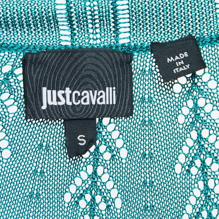 Pre Owned Just Cavalli Green Knit Single-Button Cardigan S