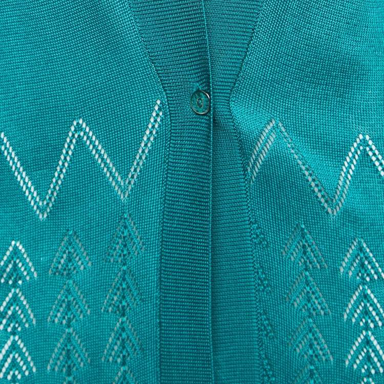 Pre Owned Just Cavalli Green Knit Single-Button Cardigan S