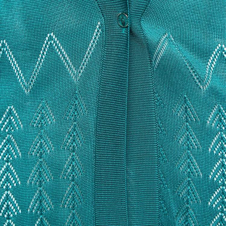 Pre Owned Just Cavalli Green Knit Single-Button Cardigan S