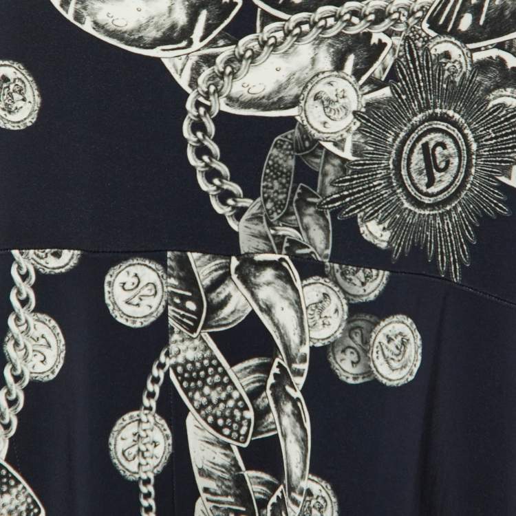 Pre Owned Just Cavalli Black Chain Printed Jersey Maxi Skirt L