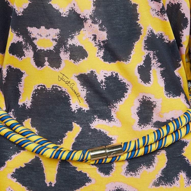 Pre Owned Just Cavalli Multicolor Printed Knit Belted Jumpsuit M