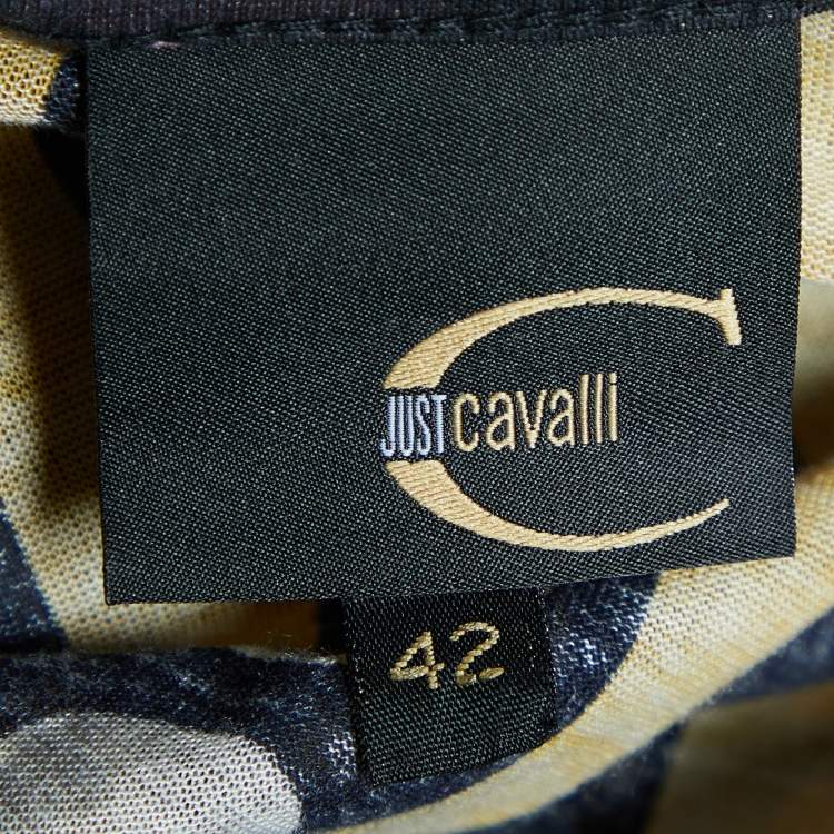 Pre Owned Just Cavalli Multicolor Printed Knit Belted Jumpsuit M