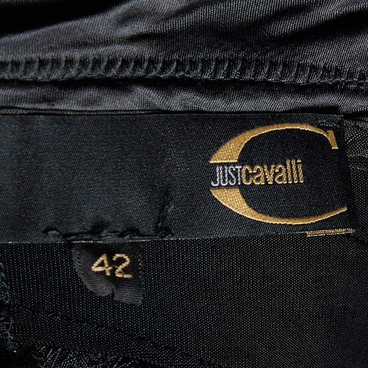 Pre Owned Just Cavalli Black Jersey & Satin Detail Mini Skirt M