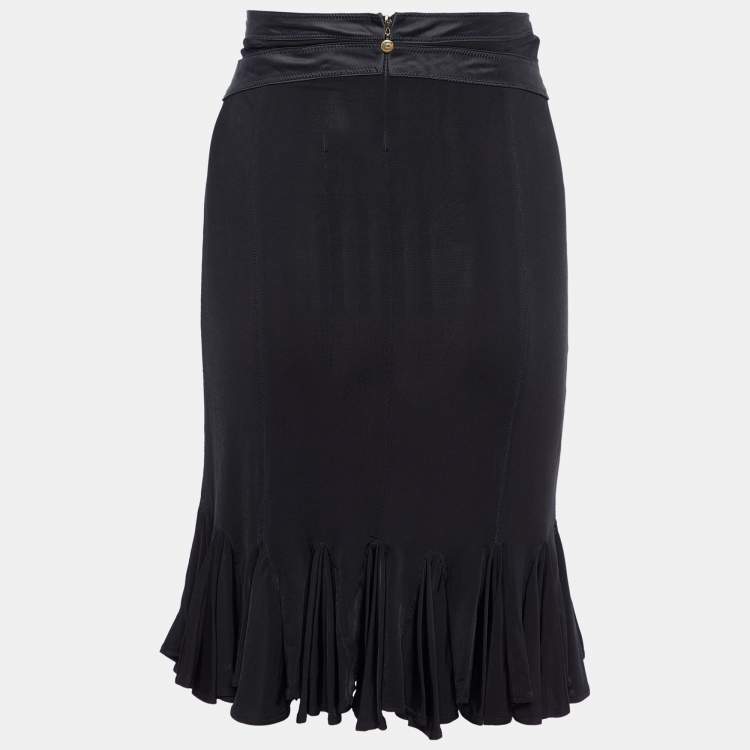 Pre Owned Just Cavalli Black Jersey & Satin Detail Mini Skirt M