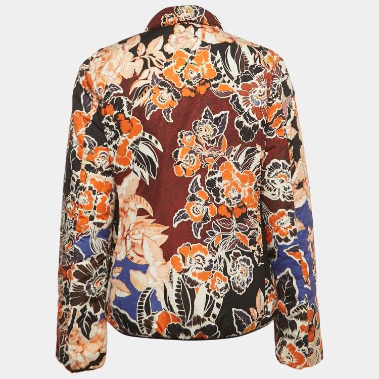 Pre Owned Just Cavalli Multicolor Floral/Snake Print Cotton Zip Front Reversible Jacket L