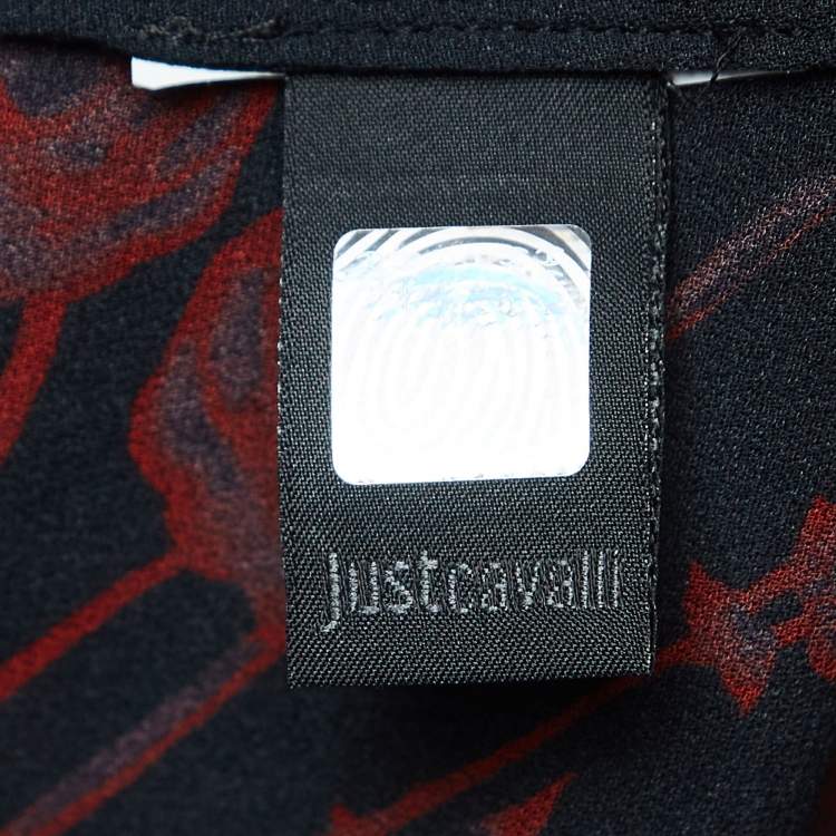 Pre Owned Just Cavalli Black Floral Print Georgette Button Front Shirt S