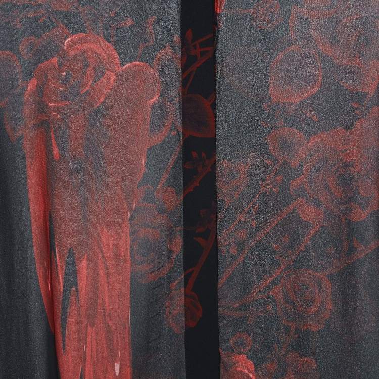 Pre Owned Just Cavalli Black Floral Print Georgette Button Front Shirt S