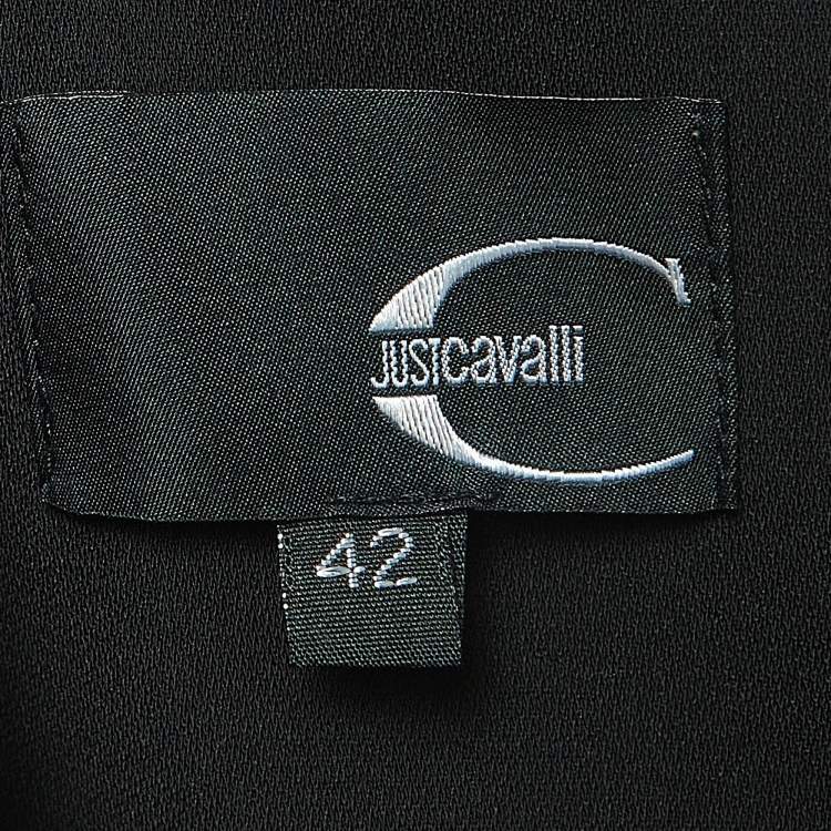 Pre Owned Just Cavalli Black Crepe One-Shoulder Pleated Mini Dress M