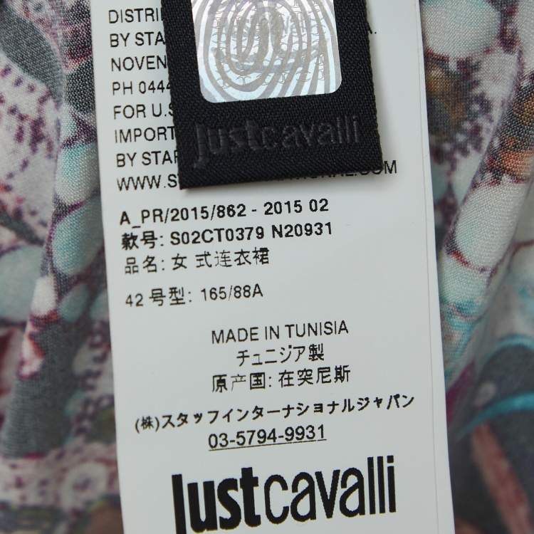 Pre Owned Just Cavalli Multicolor Print Stretch Knit Mini Dress M