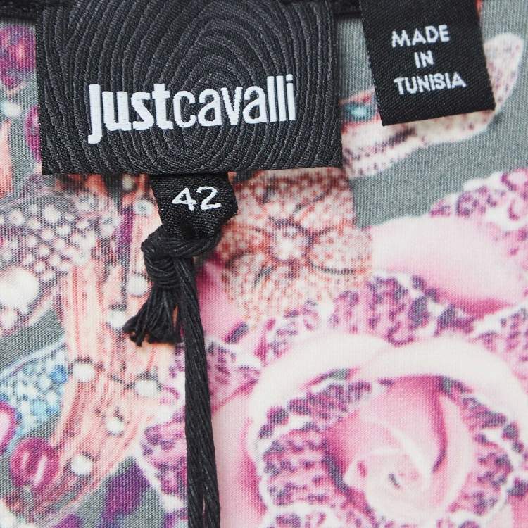 Pre Owned Just Cavalli Multicolor Print Stretch Knit Mini Dress M