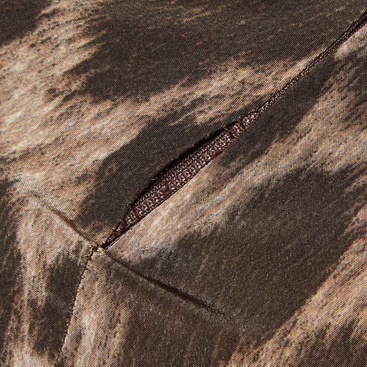 Pre Owned Just Cavalli Brown Leopard Print Crepe Asymmetric Midi Skirt S
