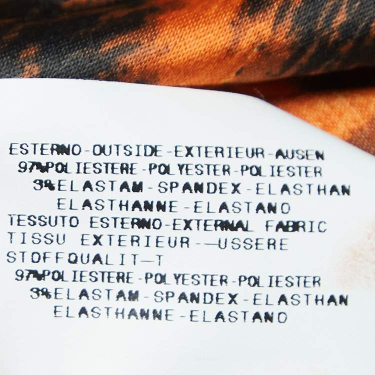Pre Owned Just Cavalli Orange/Black Animal Print Satin Flared Midi Skirt M