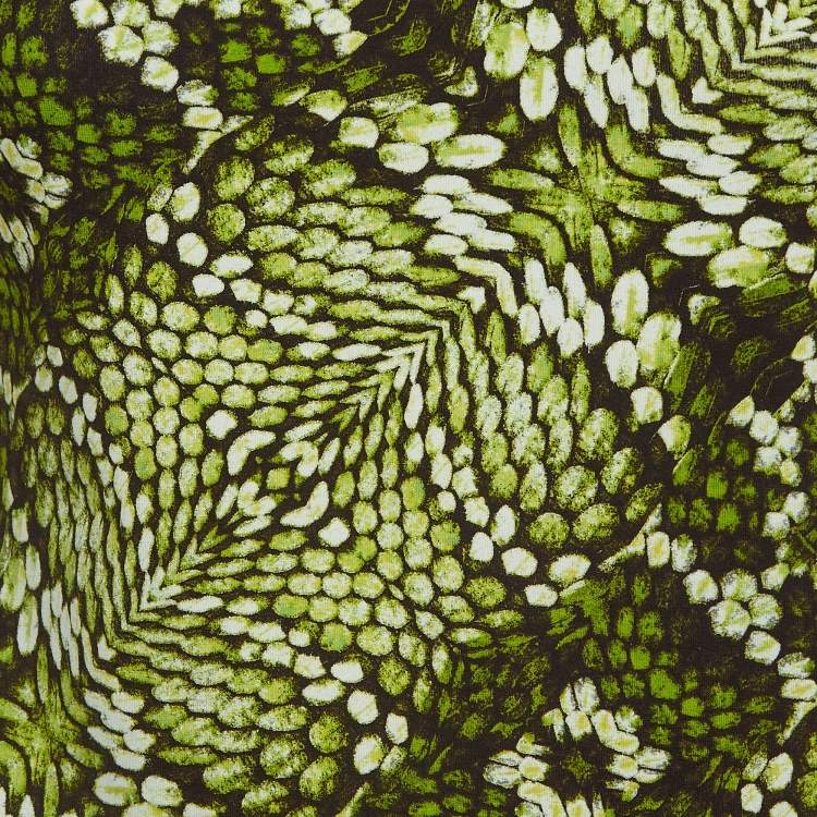 Pre Owned Just Cavalli Green Print Stretch Cotton One Shoulder Top M