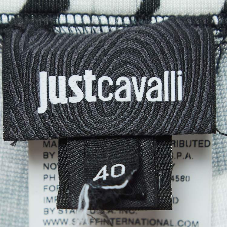 Pre Owned Just Cavalli Black/White Printed Jersey Leggings S
