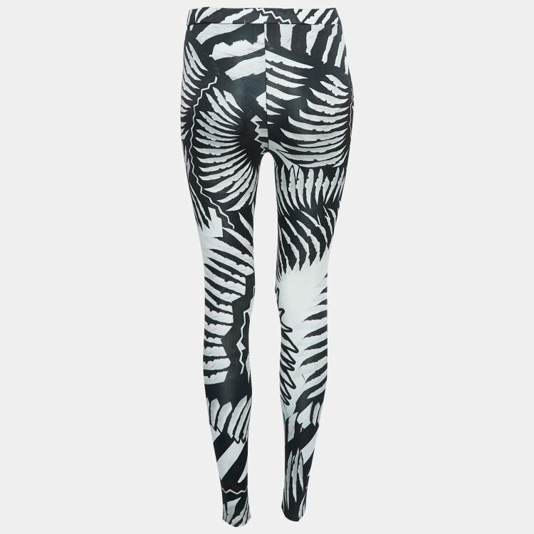 Pre Owned Just Cavalli Black/White Printed Jersey Leggings S