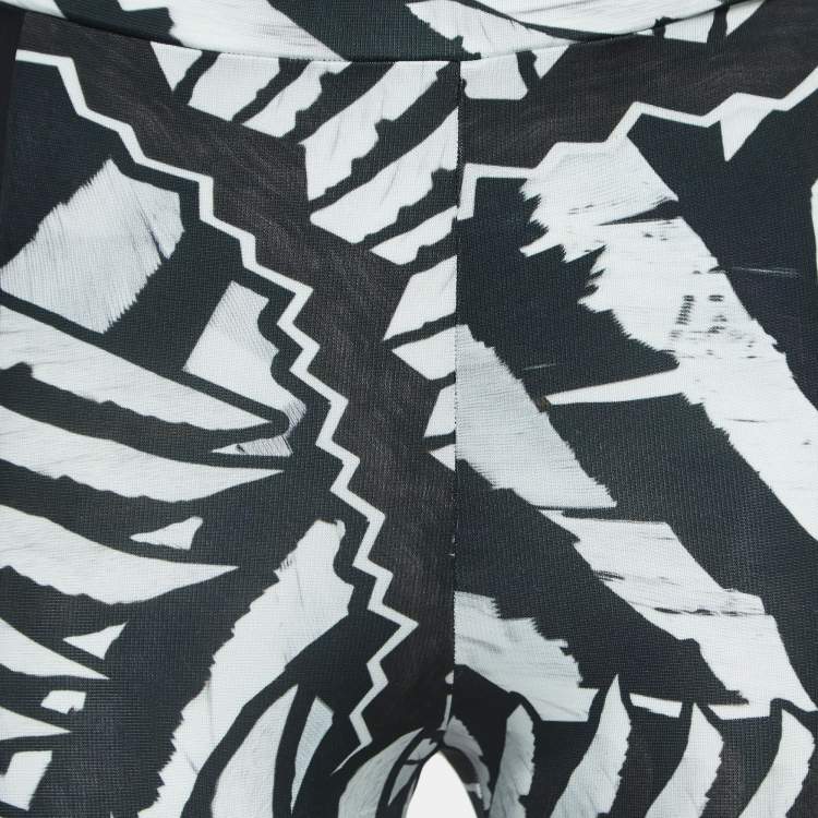 Pre Owned Just Cavalli Black/White Printed Jersey Leggings S