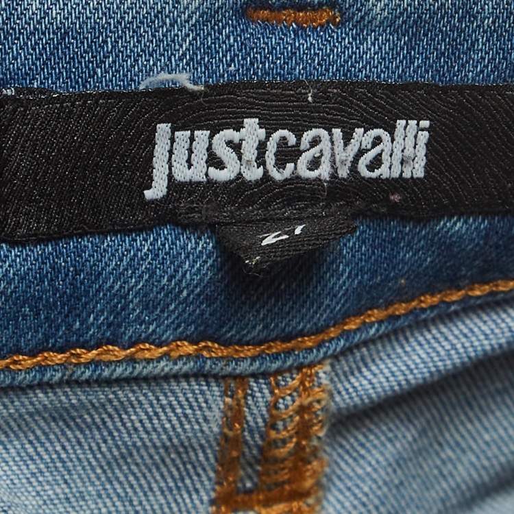 Pre Owned Just Cavalli Blue Washed Denim Slim Fit Jeggings M Waist 27''