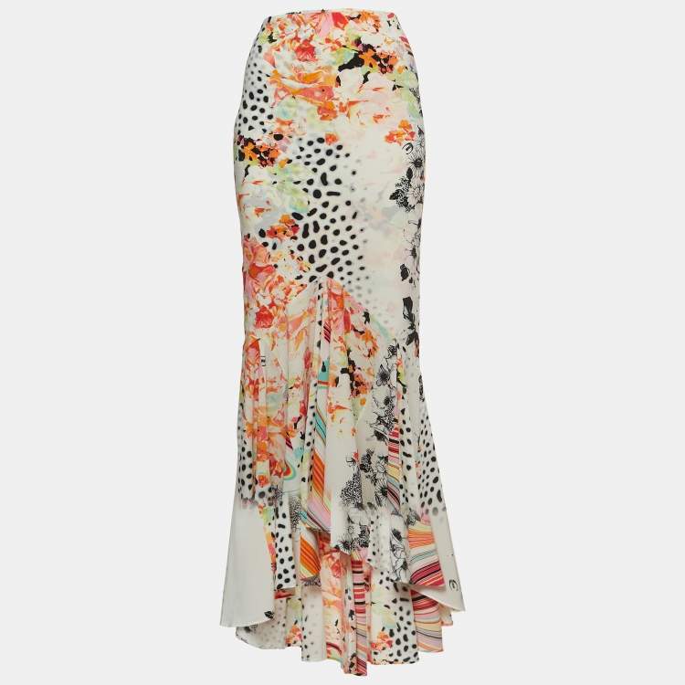 スカート JUST CAVALLI Woman Skirt Multicolor 78PAEE06CF120 MS3 Just Cavalli Vintage Multicolor Floral Print Crepe Maxi