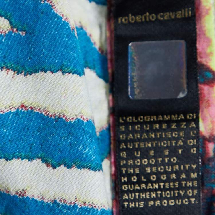 Pre Owned Just Cavalli Multicolor Patchwork Printed Cotton Button Front Shirt M 