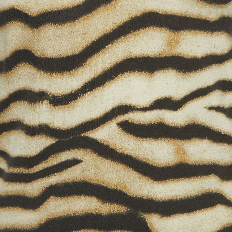 Pre Owned Just Cavalli Brown Animal Print Knit V-Neck Sleeveless Top S