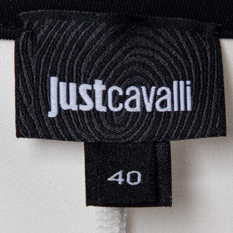 مملوكة مسبقًا Just Cavalli White Printed Jersey Zip Up Top S