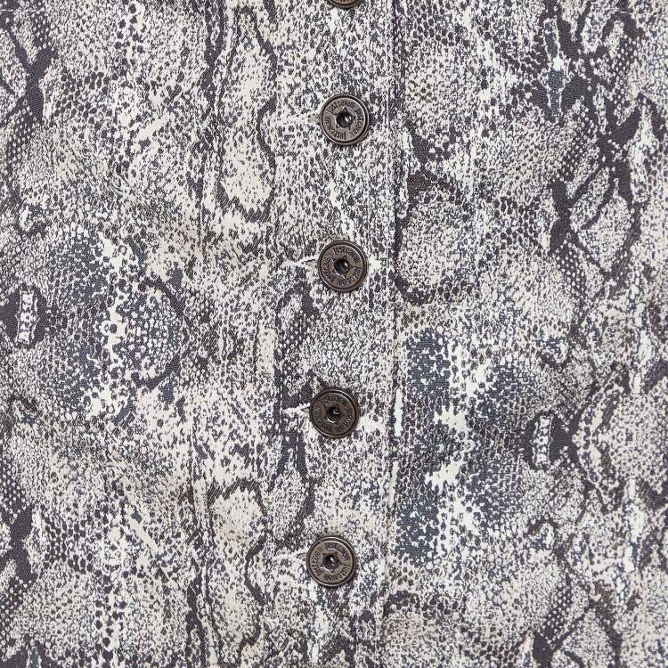 Pre Owned Just Cavalli Beige Animal Pattern Cotton Fitted Skirt S