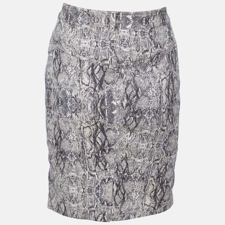 Pre Owned Just Cavalli Beige Animal Pattern Cotton Fitted Skirt S