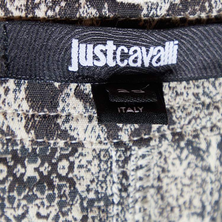 Pre Owned Just Cavalli Beige Animal Pattern Cotton Fitted Skirt S