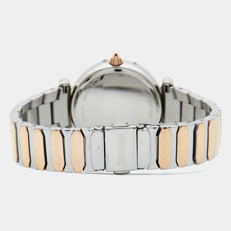 Pre Owned Just Cavalli Silver Two Tone Stainless Steel Animalier JC1L234M0265 Women's Wristwatch 32 mm