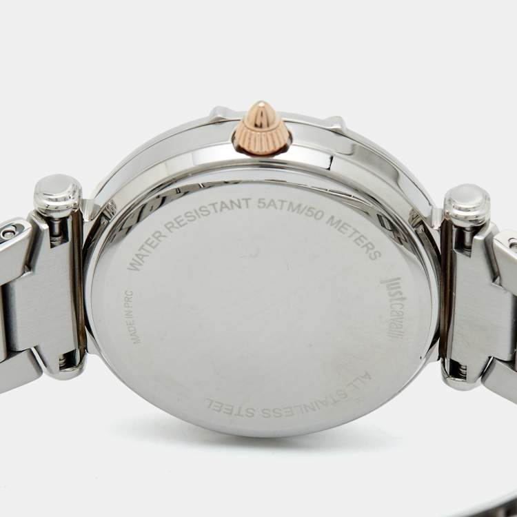 Pre Owned Just Cavalli Silver Two Tone Stainless Steel Animalier JC1L234M0265 Women's Wristwatch 32 mm