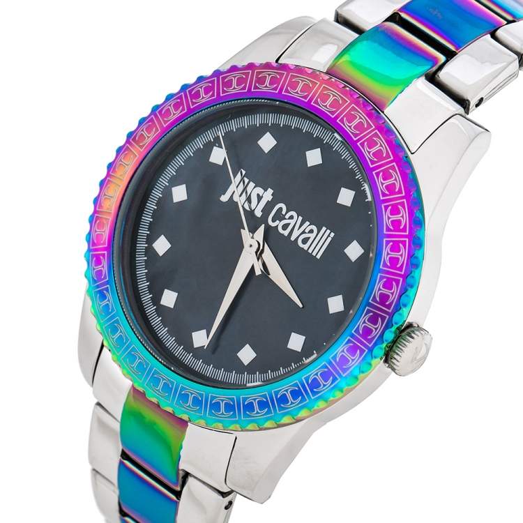 Pre Owned Just Cavalli Mother Of Pearl Stainless Steel Just Sunset Women's Wristwatch 36 mm