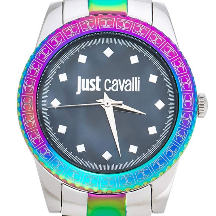 Pre Owned Just Cavalli Mother Of Pearl Stainless Steel Just Sunset Women's Wristwatch 36 mm