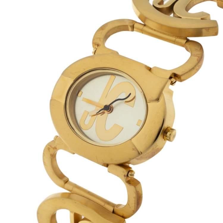 Pre Owned Just Cavalli Gold Tone Stainless Steel JC Link R7253421517 Women's Wristwatch 31 mm