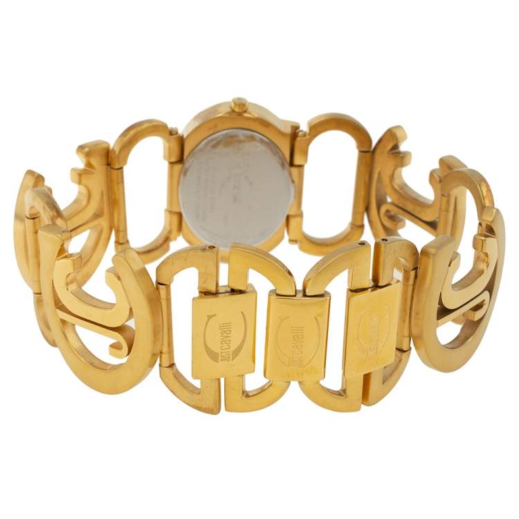 Pre Owned Just Cavalli Gold Tone Stainless Steel JC Link R7253421517 Women's Wristwatch 31 mm