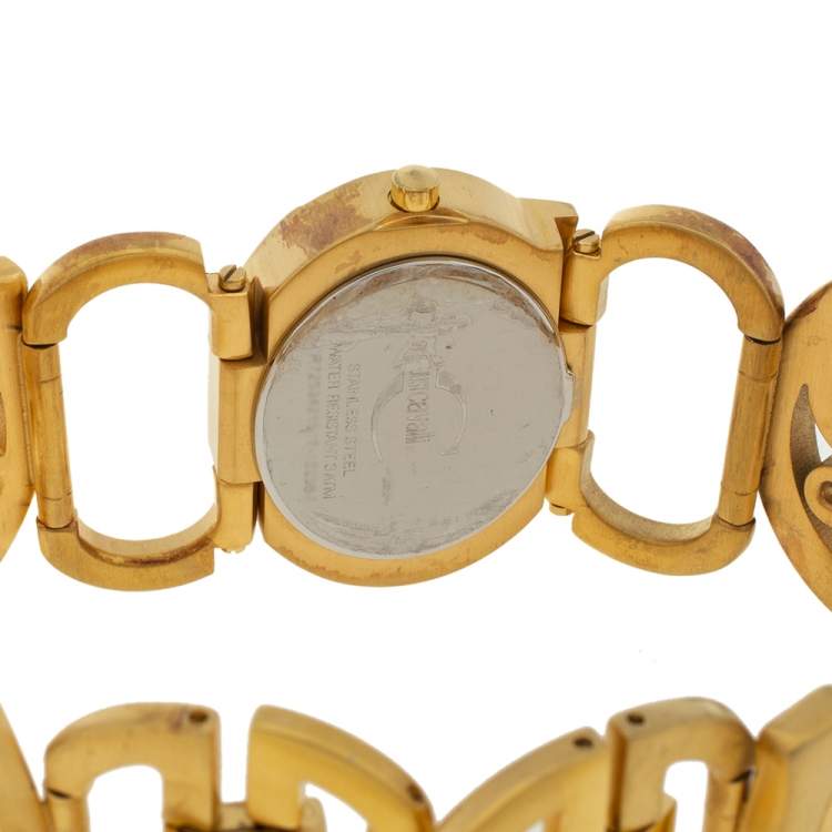 Pre Owned Just Cavalli Gold Tone Stainless Steel JC Link R7253421517 Women's Wristwatch 31 mm
