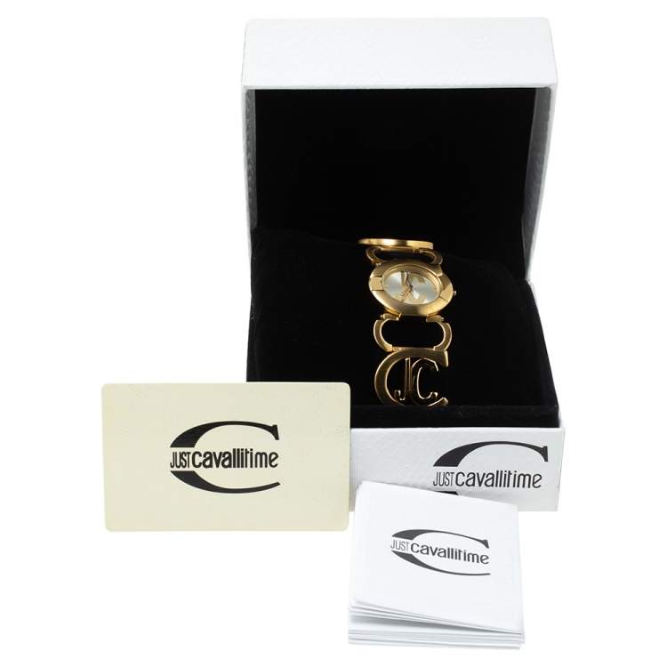 Pre Owned Just Cavalli Gold Tone Stainless Steel JC Link R7253421517 Women's Wristwatch 31 mm