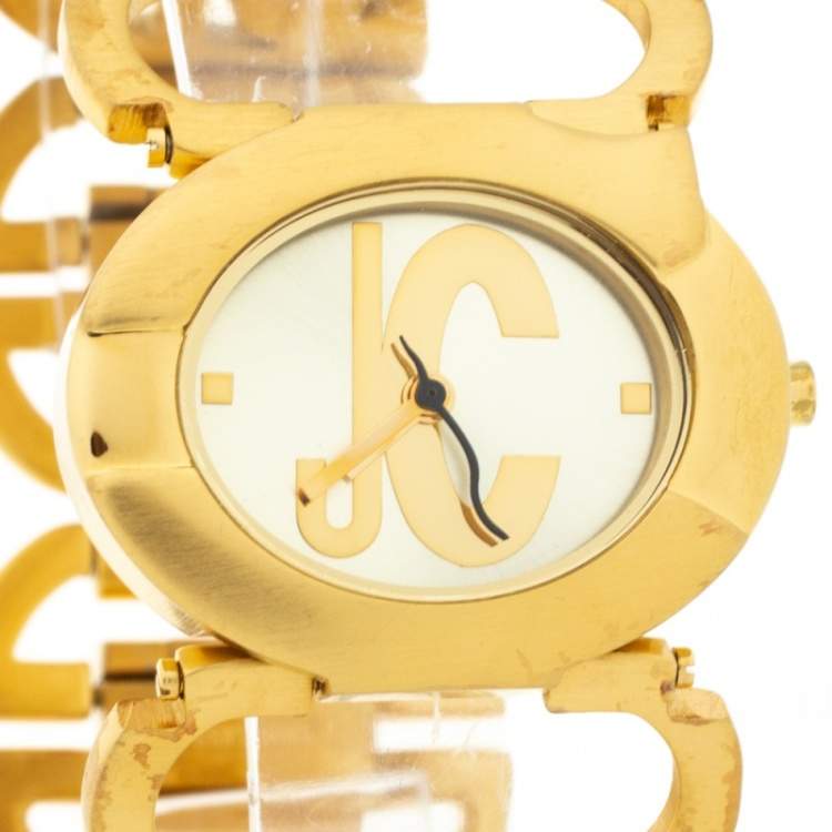 Pre Owned Just Cavalli Gold Tone Stainless Steel JC Link R7253421517 Women's Wristwatch 31 mm