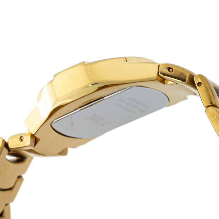 Pre Owned Just Cavalli Champagne Yellow Gold Tone Stainless Steel R7253160501 Women's Wristwatch 35 mm