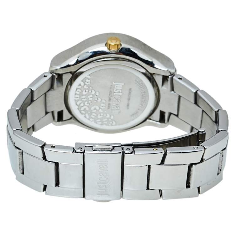 Pre Owned Just Cavalli Silver Two Tone Stainless Steel 7253587501 Milady Women's Wristwatch 34MM