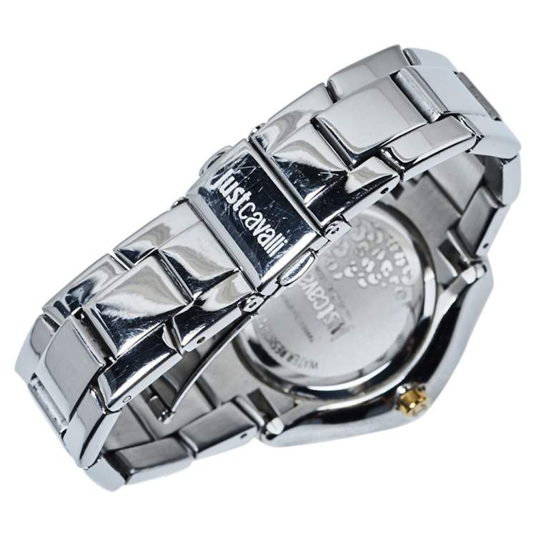Pre Owned Just Cavalli Silver Two Tone Stainless Steel 7253587501 Milady Women's Wristwatch 34MM