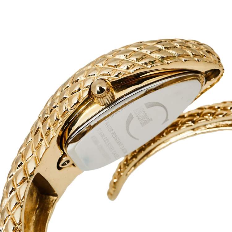 مملوكة مسبقًا Just Cavalli Gold Plated Stainless Steel Serpent Bracelet Poison R7253153517 Women's Wristwatch 27 mm
