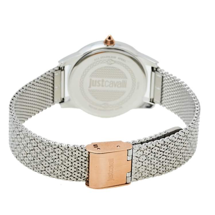 Pre Owned Just Cavalli Silver Two-Tone Stainless Steel JC1L050M0295 Women's Wristwatch 34 mm