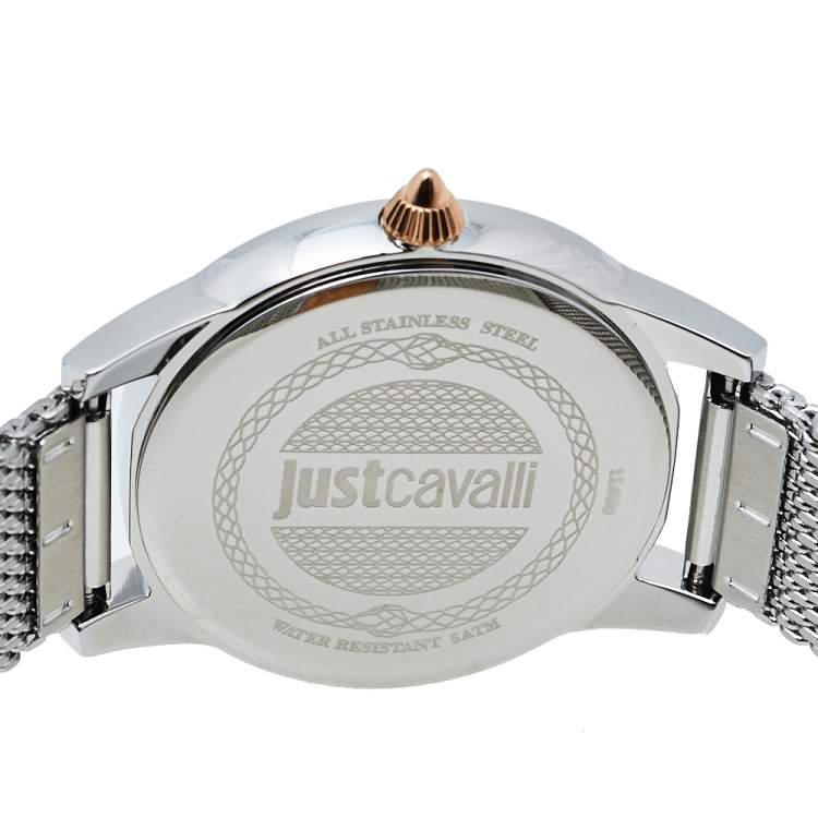 Pre Owned Just Cavalli Silver Two-Tone Stainless Steel JC1L050M0295 Women's Wristwatch 34 mm