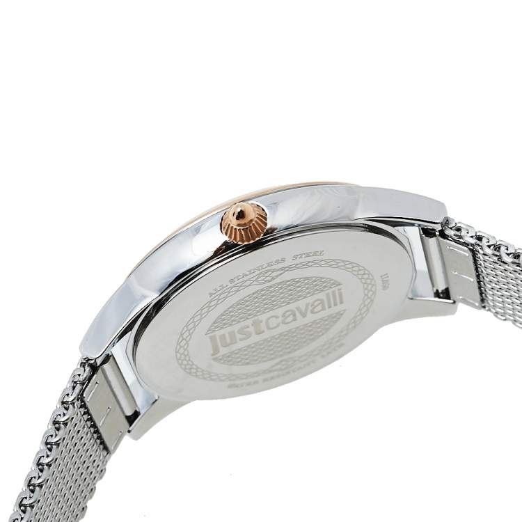 Pre Owned Just Cavalli Silver Two-Tone Stainless Steel JC1L050M0295 Women's Wristwatch 34 mm