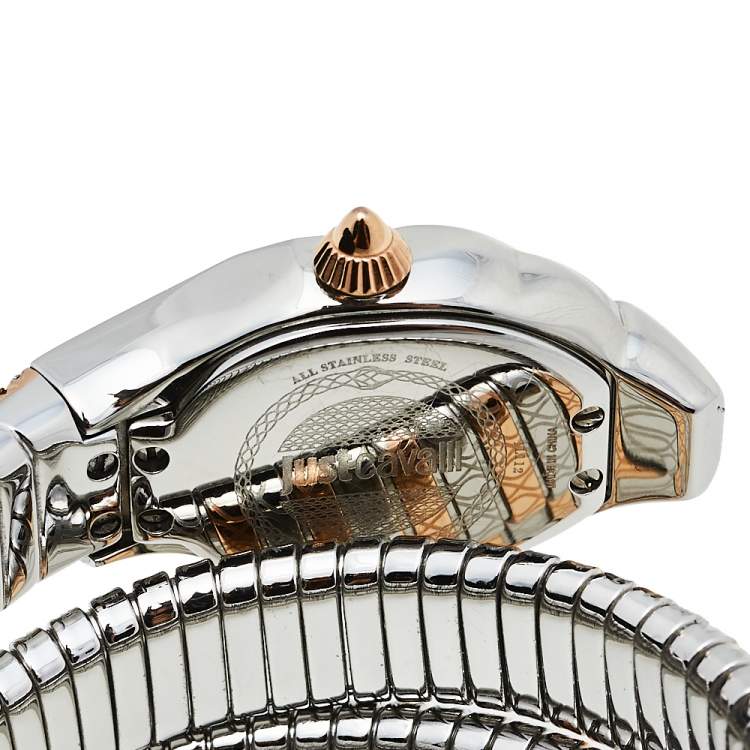 Pre Owned Just Cavalli Two-Tone Stainless Steel Glam Snake Septagon JC1L112M0055 Women's Wristwatch 22 mm