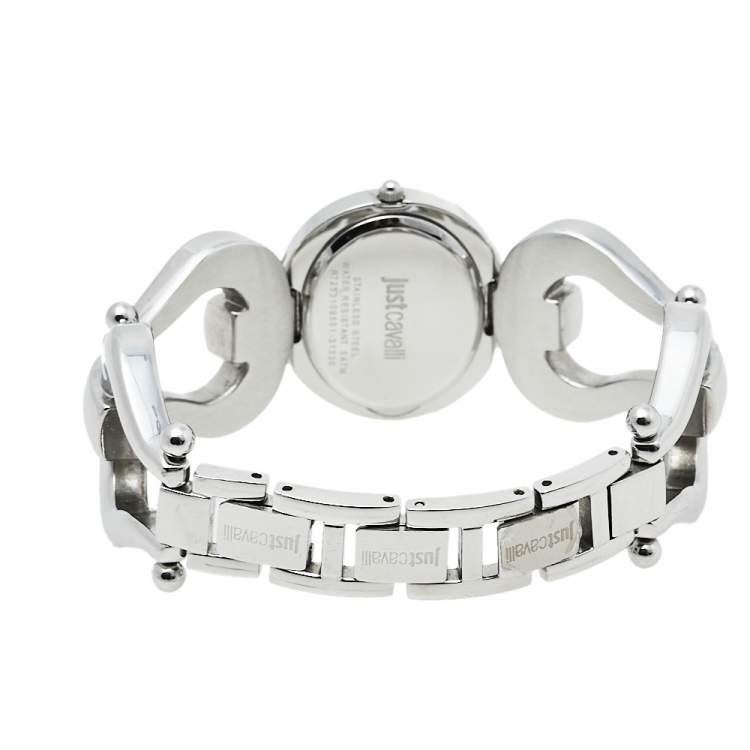 Pre Owned Just Cavalli Silver Stainless Steel R7235109501 Quartz Women's Wristwatch 29 mm
