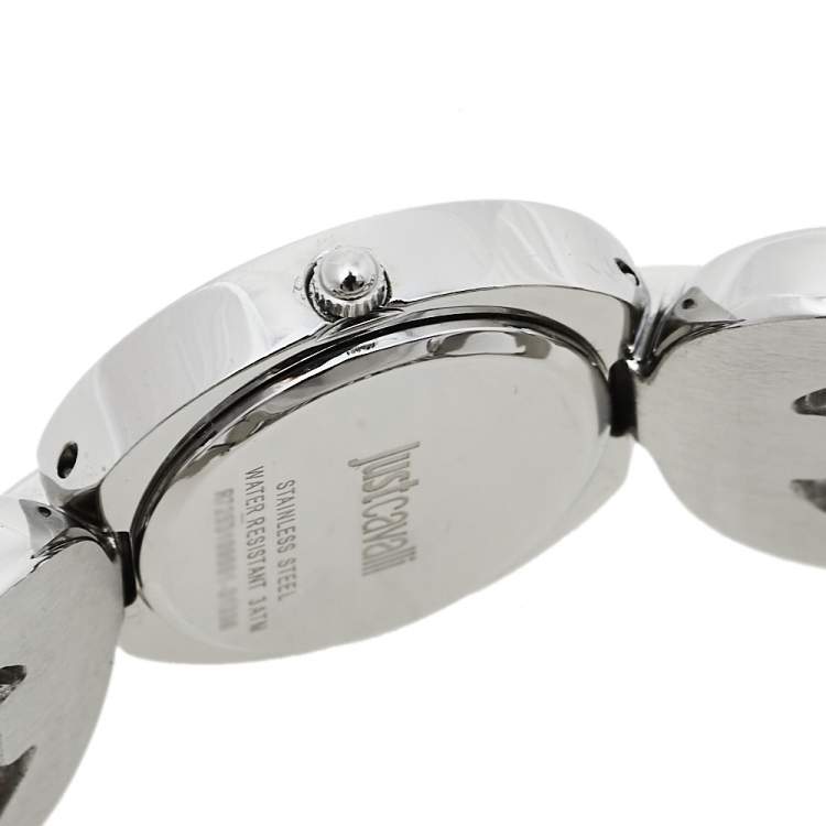Pre Owned Just Cavalli Silver Stainless Steel R7235109501 Quartz Women's Wristwatch 29 mm