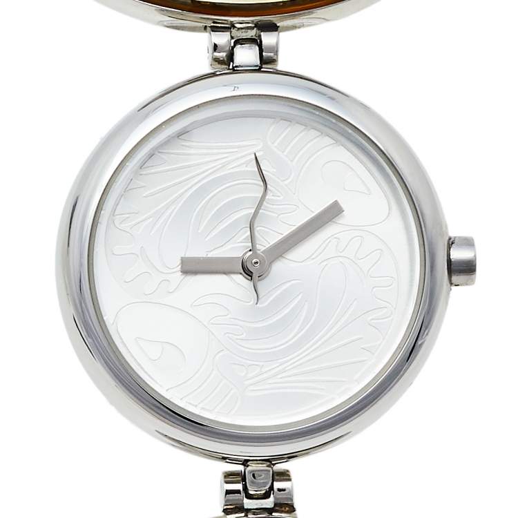 Pre Owned Just Cavalli Silver Stainless Steel Cina 7253785035 Women's Wristwatch 27 mm