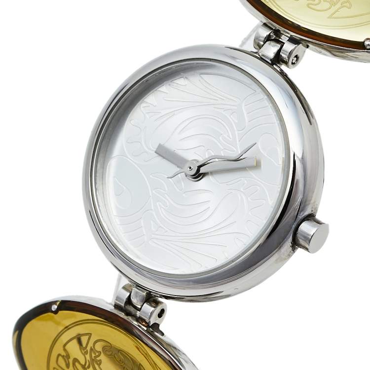 Pre Owned Just Cavalli Silver Stainless Steel Cina 7253785035 Women's Wristwatch 27 mm